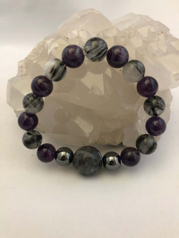 Premium Black and Gray Stone Bracelet